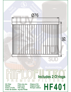 HiFlo oljefilter HF401  (incl.o-rings) 2