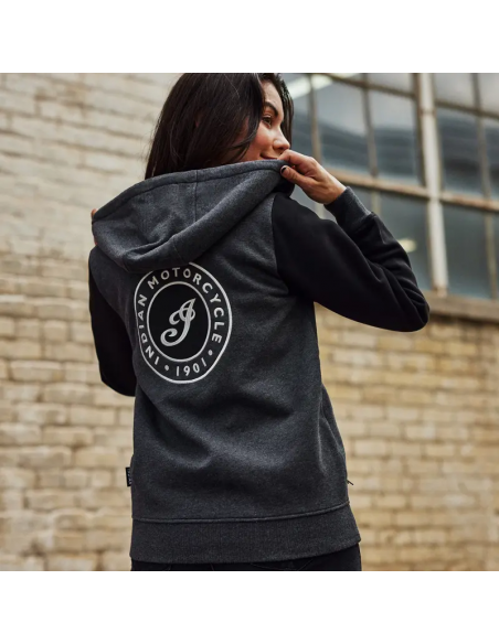 Indian Women's Contrast Hoodie - Svart/Grå