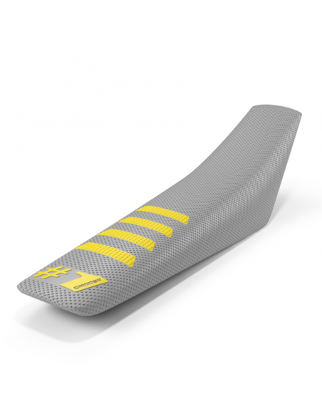 Sadelöverdrag - RIBBED - Ljusgrå/Gul